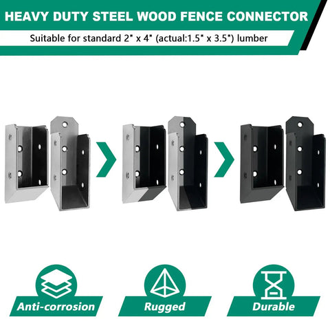 30 Degree Deck Railing Brackets Set Of 2 U Shaped Concealed Connectors For 2x4 Wood Posts Actual 1.5x3.5 Inches in steel