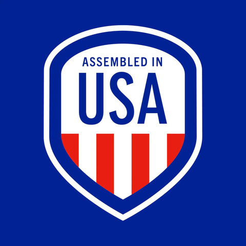 Shield icon with 'Assembled in USA' text, representing origin for Long John Safety Air Gun With 24 Inch Aluminum Extension For Debris Blasting
