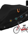 Adult Tricycle Cover Durable 420D Oxford Cloth Windproof Buckle Lock Hole Heavy Duty Weatherproof Shield For 3 Wheel And Electric Trikes Fits Most Bikes Indoors Or Outdoors Rain Or Shine Ready Garage Or Home, black cover on adult trike