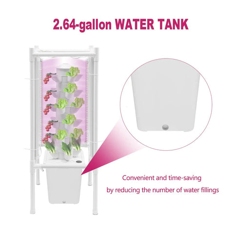 Vertical Hydroponics Tower Kit For Indoor Garden 30-Plant No-Fuss Space-Saving Garden Tower with water tank