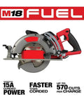 7-1/4 Inch Brushless Cordless Circular Saw Kit With Rear Handle Grip, showcasing a compact design and powerful blade for heavy duty use.
