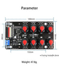 Top view of 8 Channel RC Servo Tester With Independent 8 Channel Interface and Over Current Protection, shows dimensions and weight.