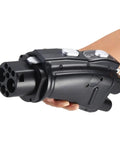Rock Solid CCS2 To GBT EV Charging Adapter DC 250 Amps 1000 Volts 250 Kilowatts Certified Plug held in hand for easy use.