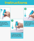 Instructions for using Grout Renewal Pen White Kit For Tile Gaps, Two 20ml Pens With Replacement Nibs And Cleaning Brush.