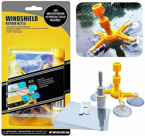 DIY Windshield Repair Kit For Chips Cracks And Bullseyes That Keeps Laminated Windshields Clear In Minutes with resin applicator