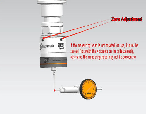CNC Edge Finder WP500 High Accuracy 0.001mm Trigger Locator shown with zero adjustment instruction text.