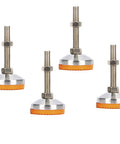 Set Of 4 M10 Thread Leveling Feet Adjustable Leg Levelers For Furniture Machines Cabinets And Equipment, Carbon Steel With Rubber Pads