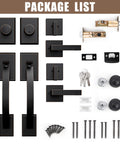 Front Door Lock Set With Double Door Handle And Dummy Exterior Lock Oil Rubbed Bronze Zinc Alloy Universal Reversible Design Matte Black Finish Easy Install