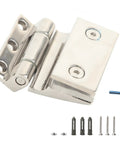 Rock Solid Stainless Steel Hinge Plays Nice With Tempered Glass Doors Smooth Polish Finish Fits 8 To 12mm kitchen cabinet hardware with screws.