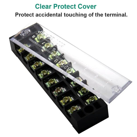 8 Position Dual Row Screw Terminal Strip Block Set With Cover For 600V 25A And 400V 25A Pre Insulated Barrier Terminals Black And Red Clean Neat Wiring For Battery And Electrical Projects
