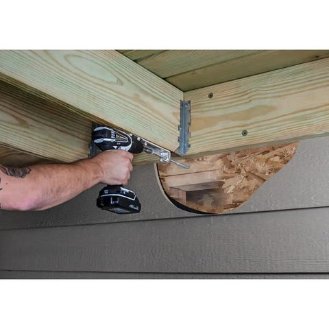 DTT1Z ZMAX Galvanized Deck Tension Tie Kit For 2X Lumber With Screws Pack Of 4 Lets You Secure Deck Attachments Without Interior Joist Access And Ties Guardrail Posts To Framing For Safer Tougher Outdoor Decks