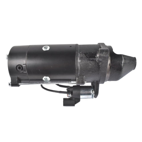 12V 9 Tooth Starter Motor With Cross Reference 04131602 Fits TD2.9 TD3.6 TCD2.9 TCD3.6 And Genie GTH5519 Industrial Diesel Engines For Easy Cranking And Reliable Repair Parts. Side view of black 12V diesel starter motor with 9 tooth pinion