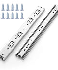 5 Pairs Of 14 Inch Full Extension Drawer Slides With Ball Bearing, Silent Side Mounted, Zinc Plated Cold Rolled Steel, 100 Lb Load Capacity, Screws Included