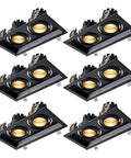Six Pack Slick Adjustable Gimbal Eyeball Canless Downlight Led Dimmable Recessed Light 10W 14W 20W Two Head Retrofit Spotlight.