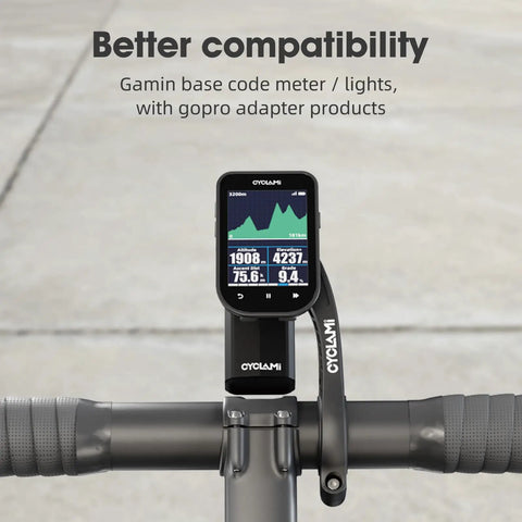 Out Front Bike Computer Mount For Garmin Edge XOSS G iGPSPORT And More With GoPro Adapter on 31.8mm handlebars front view