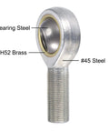 22mm Bore Spherical Rod End Bearing With M22x1.5 Right Hand Male Thread, Heavy Duty Built To Last Self Lubricated Joint For Hydraulic Cylinders, Forging Machines, And Industrial Equipment, 15 Degree Angular Misalignment, Steel Body, bearing steel, H52 brass, #45 steel