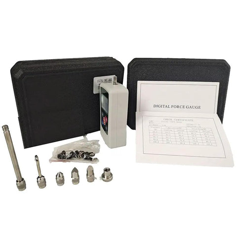 Digital Push And Pull Force Gauge Meter 200N Range 20Kg 45Lb 720Oz Beefy Handheld Dynamometer with attachments and manual
