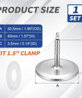 Top Shelf Pro Grade One Point Five Inch Tri Clamp To Quarter Inch Hose Barb Adapter Connector Solid SUS304 Stainless Steel with dimensions