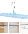 Sleek Belt And Tie Organizer Rack With Foldable Hooks Designed For Compact Closet Spaces Kick Your Wardrobe Into High Gear Keep Accessories Neatly Secured Easy Install Blue close-up view with chrome hook