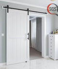 36-Inch By 84-Inch MDF Sliding Barn Door With 6.6-Foot Hardware Kit And Handle, Pre-Drilled Holes, Installed in Interior Space