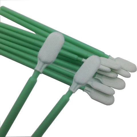 Premium Foam Cleaning Swabs For Printers Cameras And Optical Lenses Straight Up Heavy Duty Tips, 3.1 x 93mm, green shafts, 100 count.