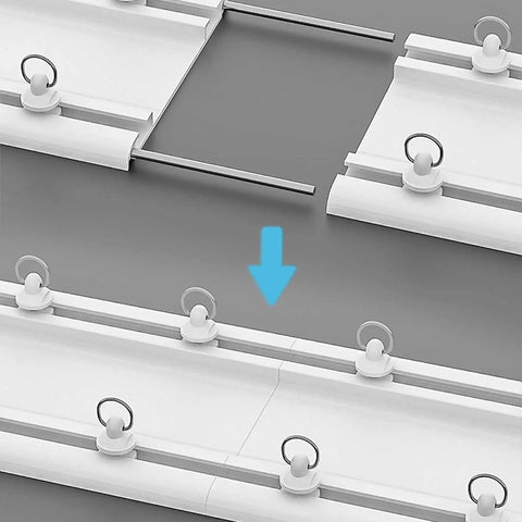 Heavy Duty Double Curtain Track System Made From Ultra Thin Aluminum Alloy, ceiling mount white 1.5m double rail with gliders