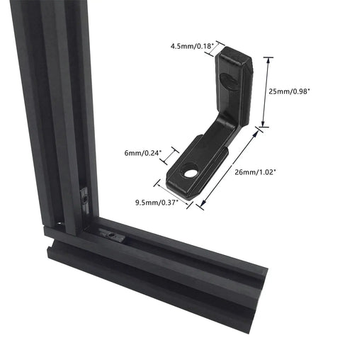 L Shape Corner Connector Bracket For 20x20 Aluminum Extrusion Inside Corner Joint With Screws 6mm Slot 2020 Series Hidden Mount
