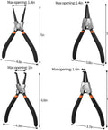 Four varied 7 Inch Snap Ring Pliers Set With 3 64th Inch Tip Internal And External Circlip Pliers Kit Straight And Bent Jaw for diverse use.