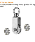 Heavy Duty Stainless Steel Snatch Pulley Block With 360 Degree Swivel Wheel and bearings