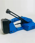 Semi Automatic Portable Strapping Machine, Brushless Motor Plastic Hot Melt Bundling Tensioner, PP PET Belt Tightener side view