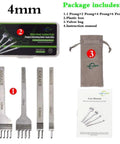 Leather Stitching Punch Set With Diamond Chisel Tools in white steel, 1-6 prongs, 4mm spacing, kit includes manual and velvet bag