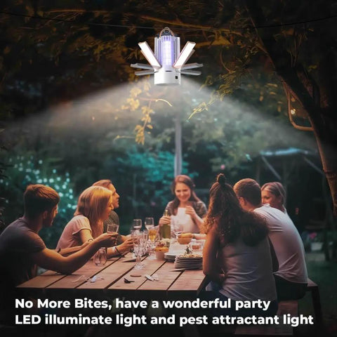 Rechargeable Indoor Outdoor Bug Zapper With Lights No Fuss All In One 3 In 1 USB Powered Mosquito Fly Trap above dining table outdoors