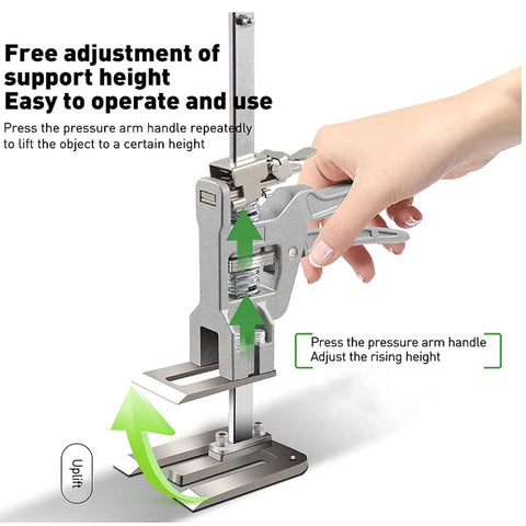Image showing 2 Piece Adjustable Hand Jack Lifter Set, 440 Lb Heavy Duty Workhorse for Precision Leveling during use.