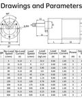 12V DC High Torque Gear Motor With Eccentric Output Shaft For Smooth Oscillation And Vibration, Beefy 5 RPM Low Speed Drive, 37GB520 Gearbox Reduction, Durable Mounting Bracket Included For DIY Robotics And Projects; dimension chart