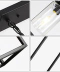 Close-up of the 6 Light Dining Room Fixture In Black Modern Farmhouse Industrial Chandelier Rectangular Pendant Lighting For Dining Room Kitchen Island And Bar Height Adjustable Chains For Custom Fit And Chill Vibe.