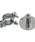 Two Pack Stainless Steel Pipe Mount Brackets For Ceiling Or Wall Fits 1.5 Inch Outer Diameter Pipes Adjustable Height From 30 To 50 mm Heavy Duty 304 Grade Clamp With Screws Easy Install Pipe Support System, showing bracket and clamp details.