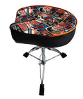 Heavy Duty Foldable Drum Throne With Rock Solid Chrome Frame 5 Position Height Adjust with vibrant seat design.