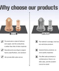 Comparison of PT-80 plasma cutter consumables showing our copper and hafnium electrodes and nozzles versus others' zinc and brass.