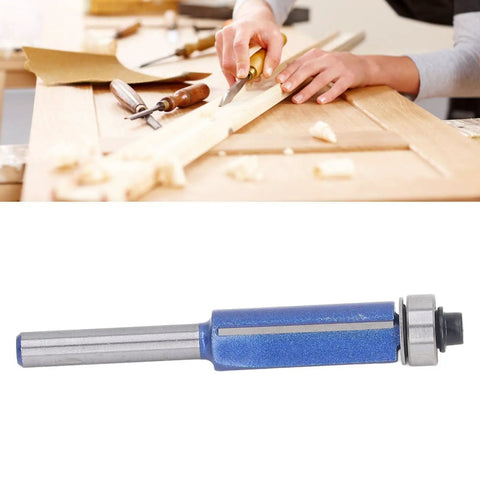 Heavy Duty Top Bearing Flush Trim Router Bits For Woodworking Projects With Sharp Carbide Cutting Edge Nanometer Blue Coating 1/4 Inch Shank Tool for precise wood shaping.