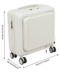 18 Inch Underseat Carry On Luggage With Wheels Lightweight Hard Shell Suitcase For Weekender Trips 180 Degree Top Opening Separate Laptop Compartment Four Smooth Spinner Wheels White