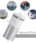 Heavy Duty 12V DC Mini Air Pump That Keeps It Quiet While Kickin Out Steady 2 To 3 Point 2 LPM Flow Easy On The Bench And Built Different For Home Gear Or Medical Tools Silent Smooth Operation Guaranteed in white and metallic design.