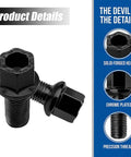 High Carbon Steel Wheel Bolts M14 X 1.5 Thread Pitch Black Coated Heavy Duty Lug Studs showing solid forged heads and precision threads.