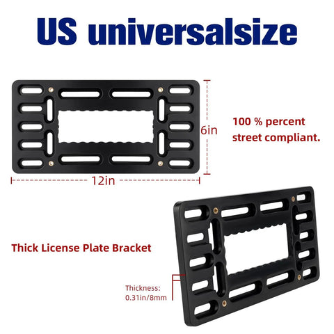 No Drill Front License Plate Mounting Kit Universal Bracket For Cars Trucks And SUVs with size dimensions 12x6 inches.