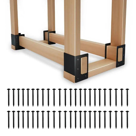 Eight Pack Firewood Storage Rack For Indoor Outdoor Use Built To Last With Adjustable Heavy Duty Powder Coated Steel Log Holder frame and screws