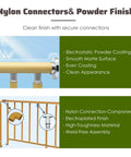 Nylon connectors and powder finish details for No Drills No Drama Drill Free Balcony Guardrail with smooth surface.