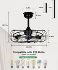 Dimensions of Farmhouse Ceiling Fan With Lights 20 Inch Caged Ceiling Fan Light With Remote Control Reversible Motor Low Profile