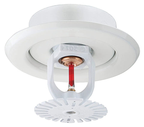 Superior Metal Ips Fire Sprinkler Escutcheon Head Plate Two Piece Cover Ring Crisp White For Recessed Pendent Sidewall Mounting close-up view