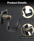 2 Pack L Track Hooks With Single Stud Fitting Spring Loaded Adjustable Gear Hook 100 Lbs Max Load Heavy Duty Tie Down Accessories