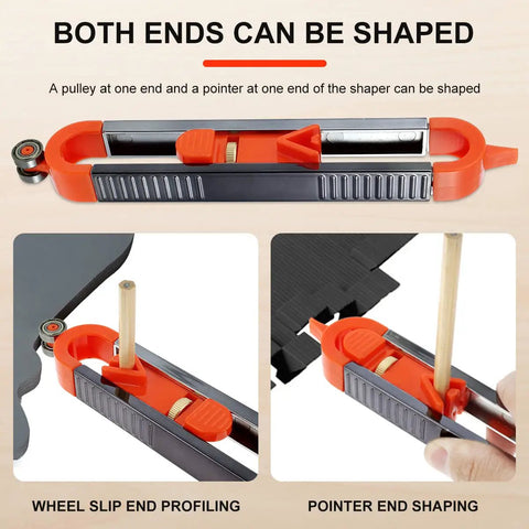 Killer Precision Metal Contour Gauge Scribe Tool with a Tight Lock Mechanism, showing wheel slip and pointer ends for shaping.