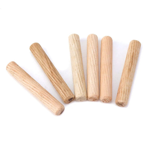 Rock Solid Wooden Dowel Pins Fifty Pieces Eight Millimeter By Forty Millimeter Eucalyptus Wood Rods in various colors.